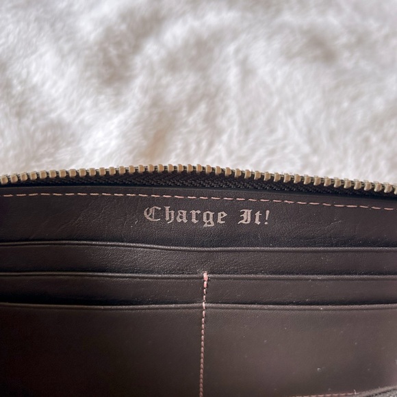 Juicy Couture Y2K vintage velour embroidered zip wallet in pink & brown π©·π€ - Picture 8 of 12